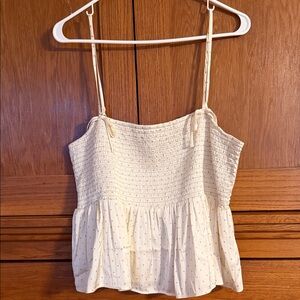American eagle cream satin smocked baby doll tank xxl